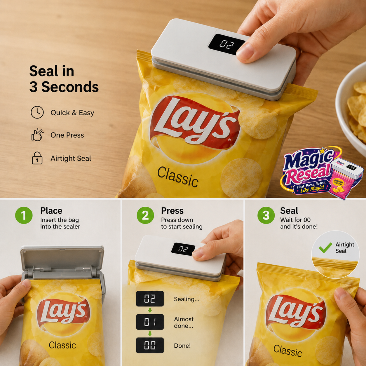 Magic Reseal™ Magnetic Heat Sealer